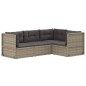 vidaXL Set de muebles de jardín 4 pzas y cojines ratán sintético gris vidaXL Set de muebles de jardín 4 pzas y cojines ratán sintético gris