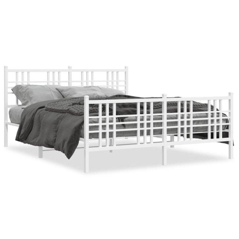 vidaXL Estructura cama metal con cabecero y estribo blanco 150x200 cm