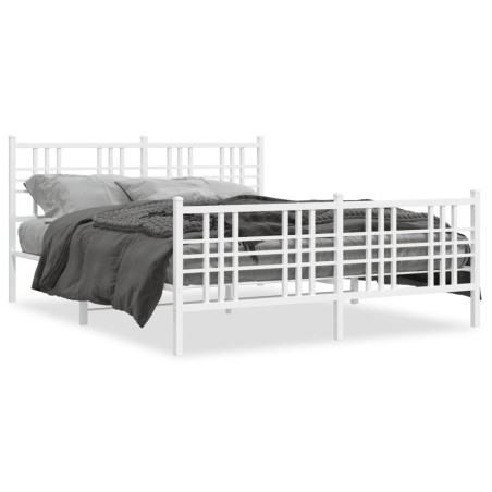 vidaXL Estructura cama metal con cabecero y estribo blanco 150x200 cm