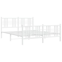 vidaXL Estructura cama metal con cabecero y estribo blanco 150x200 cm