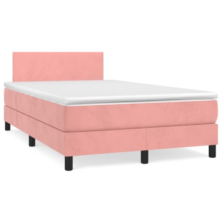 vidaXL Cama box spring con colchón terciopelo rosa 120x190 cm