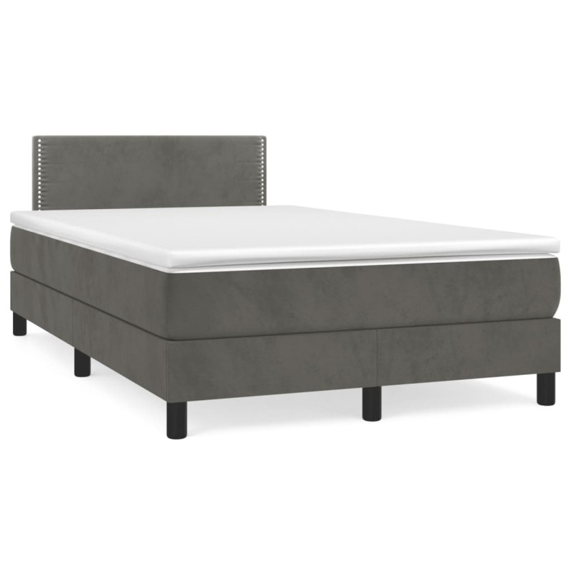 vidaXL Cama box spring con colchón terciopelo gris oscuro 120x190 cm vidaXL Cama box spring con colchón terciopelo gris oscuro 120x190 cm