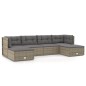 vidaXL Set de muebles de jardín 6 pzas y cojines ratán sintético gris vidaXL Set de muebles de jardín 6 pzas y cojines ratán sintético gris