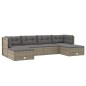 vidaXL Set de muebles de jardín 6 pzas y cojines ratán sintético gris vidaXL Set de muebles de jardín 6 pzas y cojines ratán sintético gris