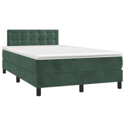 vidaXL Cama box spring con colchón terciopelo verde oscuro 120x190 cm