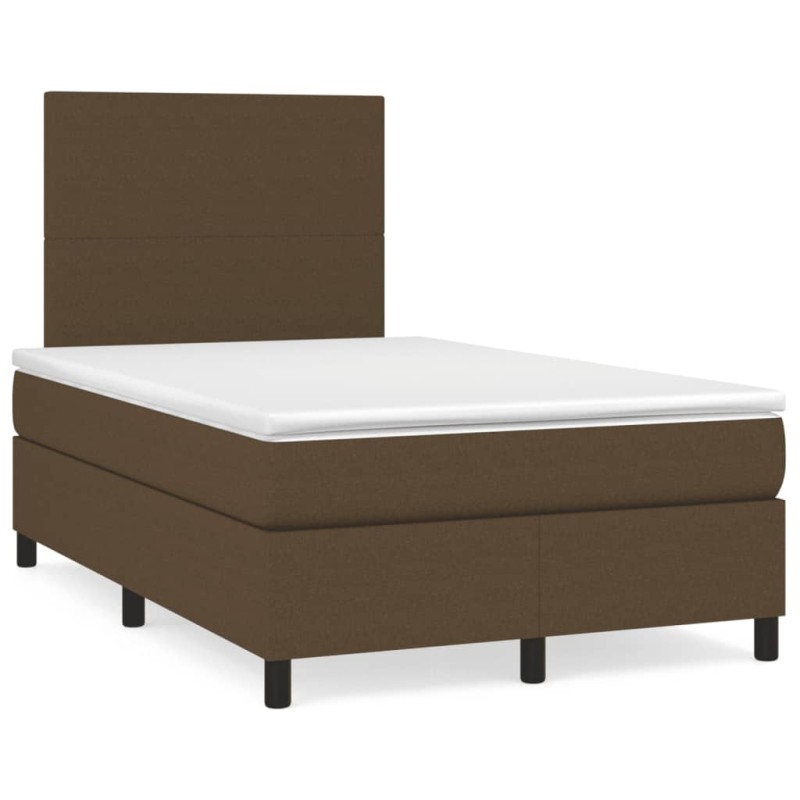 vidaXL Cama box spring con colchón tela marrón oscuro 120x190 cm vidaXL Cama box spring con colchón tela marrón oscuro 120x190 cm