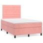 vidaXL Cama box spring con colchón terciopelo rosa 120x190 cm
