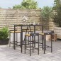 vidaXL Mesa bar y taburetes jardín 5 pzas madera acacia ratán PE negro vidaXL Mesa bar y taburetes jardín 5 pzas madera acacia ratán PE negro