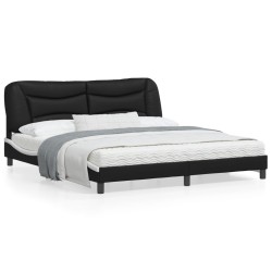 vidaXL Estructura de cama con cabecero cuero sintético negro y blanco