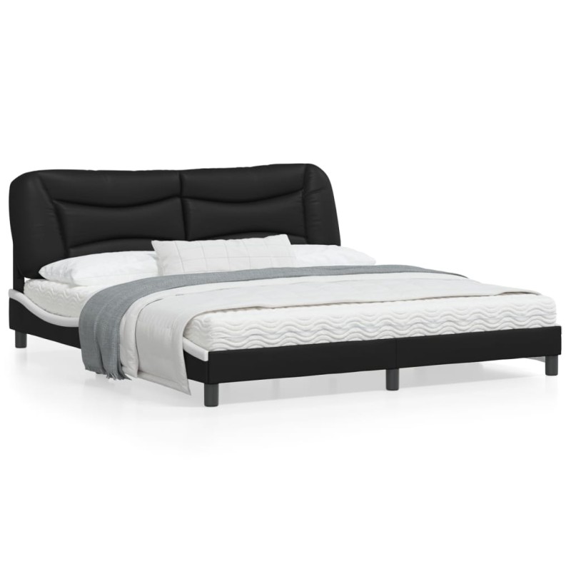 vidaXL Estructura de cama con cabecero cuero sintético negro y blanco