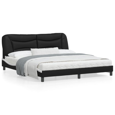 vidaXL Estructura de cama con cabecero cuero sintético negro y blanco