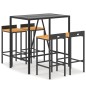 vidaXL Mesa bar y taburetes jardín 5 pzas madera acacia ratán PE negro vidaXL Mesa bar y taburetes jardín 5 pzas madera acacia ratán PE negro