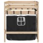 vidaXL Cama alta niños con cortinas madera pino blanco negro 80x200 cm