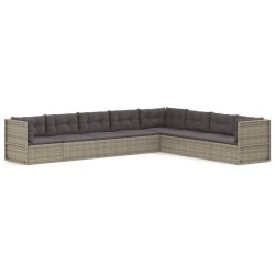 vidaXL Set de muebles de jardín 8 pzas y cojines ratán sintético gris