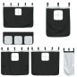 vidaXL Cama alta niños con cortinas madera pino blanco negro 90x200 cm vidaXL Cama alta niños con cortinas madera pino blanco negro 90x200 cm