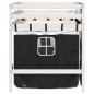 vidaXL Cama alta niños con cortinas madera pino blanco negro 90x190 cm
