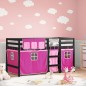 vidaXL Cama alta para niños con cortinas madera pino rosa 90x190 cm vidaXL Cama alta para niños con cortinas madera pino rosa 90x190 cm