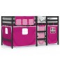 vidaXL Cama alta para niños con cortinas madera pino rosa 90x190 cm vidaXL Cama alta para niños con cortinas madera pino rosa 90x190 cm