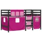 vidaXL Cama alta para niños con cortinas madera pino rosa 90x190 cm vidaXL Cama alta para niños con cortinas madera pino rosa 90x190 cm