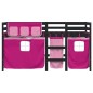 vidaXL Cama alta para niños con cortinas madera pino rosa 90x190 cm vidaXL Cama alta para niños con cortinas madera pino rosa 90x190 cm