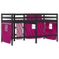 vidaXL Cama alta para niños con cortinas madera pino rosa 90x190 cm vidaXL Cama alta para niños con cortinas madera pino rosa 90x190 cm