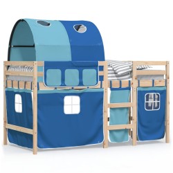 vidaXL Cama alta para niños con túnel madera pino azul 80x200 cm