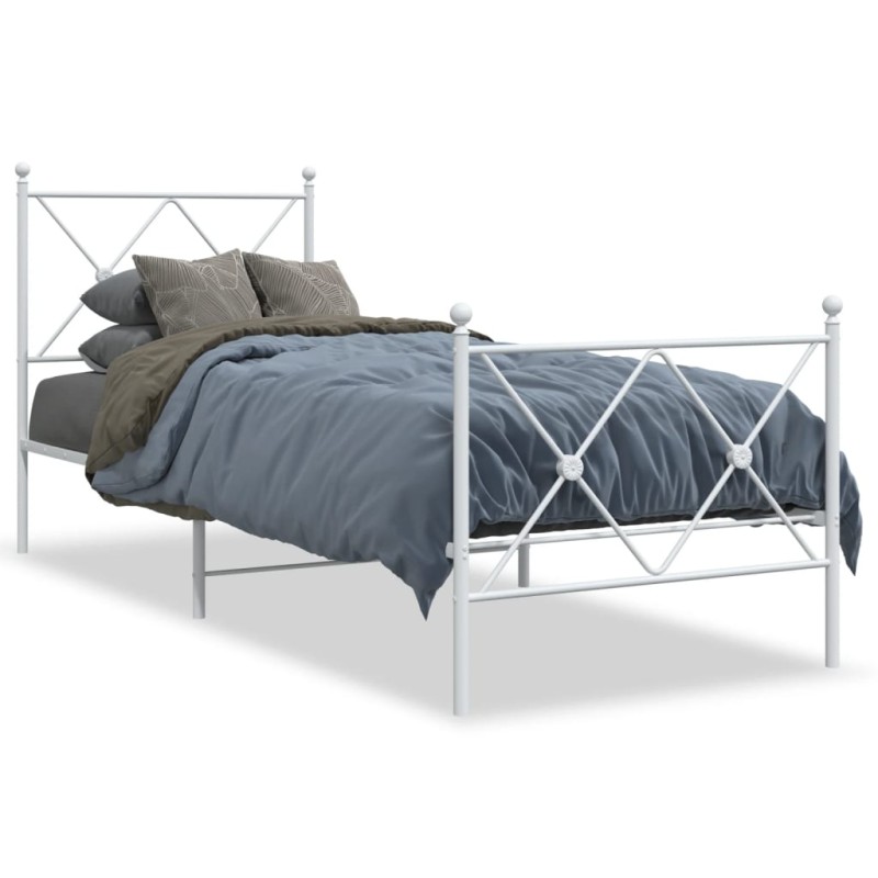 vidaXL Estructura cama metal con cabecero y pie cama blanca 75x190 cm vidaXL Estructura cama metal con cabecero y pie cama blanca 75x190 cm