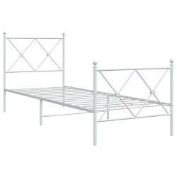 vidaXL Estructura cama metal con cabecero y pie cama blanca 75x190 cm