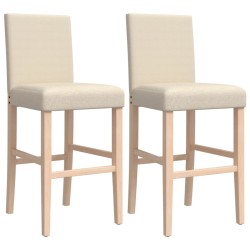 vidaXL Taburetes altos 2 uds madera maciza de caucho y tela