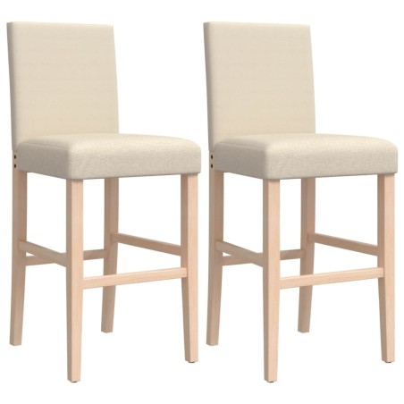 vidaXL Taburetes altos 2 uds madera maciza de caucho y tela