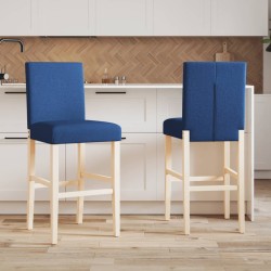 vidaXL Taburetes altos 2 uds madera maciza de caucho y tela