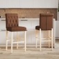 vidaXL Taburetes altos 2 uds madera maciza de caucho y tela vidaXL Taburetes altos 2 uds madera maciza de caucho y tela