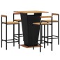 vidaXL Mesa bar y taburetes jardín 5 pzas madera acacia ratán PE negro
