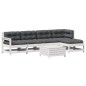 vidaXL Set muebles jardín 6 pzas con cojines madera maciza pino blanco