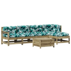 vidaXL Juego de muebles jardín 6 pzas y cojines madera pino impregnada