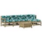vidaXL Juego de muebles jardín 6 pzas y cojines madera pino impregnada vidaXL Juego de muebles jardín 6 pzas y cojines madera pino impregnada