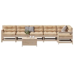 vidaXL Juego de muebles de jardín 7 pzas y cojines madera maciza pino