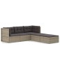 vidaXL Set de muebles de jardín 5 pzas y cojines ratán sintético gris vidaXL Set de muebles de jardín 5 pzas y cojines ratán sintético gris