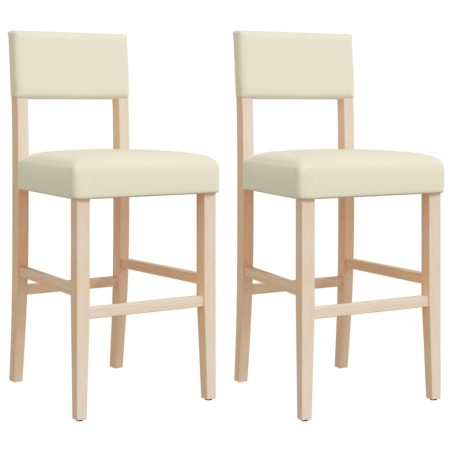 vidaXL Taburetes altos 2 uds madera maciza de caucho y cuero sintético