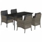 vidaXL Set comedor de jardín 5 piezas con cojines ratán sintético gris vidaXL Set comedor de jardín 5 piezas con cojines ratán sintético gris