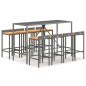 vidaXL Mesa bar y taburetes jardín 9 pzas madera acacia ratán PE gris vidaXL Mesa bar y taburetes jardín 9 pzas madera acacia ratán PE gris