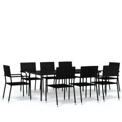vidaXL Juego de comedor de jardín 9 piezas negro
