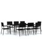 vidaXL Juego de comedor de jardín 9 piezas negro vidaXL Juego de comedor de jardín 9 piezas negro