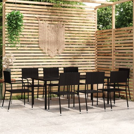 vidaXL Juego de comedor de jardín 9 piezas negro