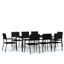 vidaXL Juego de comedor de jardín 9 piezas negro
