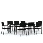 vidaXL Juego de comedor de jardín 9 piezas negro vidaXL Juego de comedor de jardín 9 piezas negro