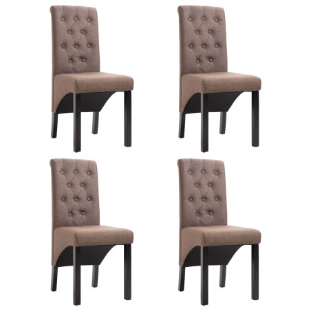 vidaXL Sillas de comedor 4 unidades de tela marrón