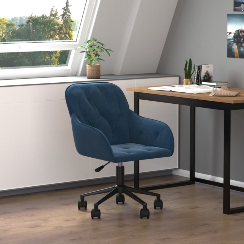 vidaXL Silla de oficina giratoria terciopelo azul vidaXL Silla de oficina giratoria terciopelo azul