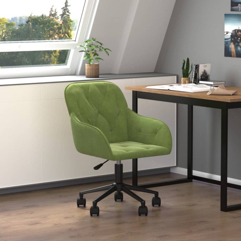 vidaXL Silla de oficina giratoria de terciopelo verde claro vidaXL Silla de oficina giratoria de terciopelo verde claro