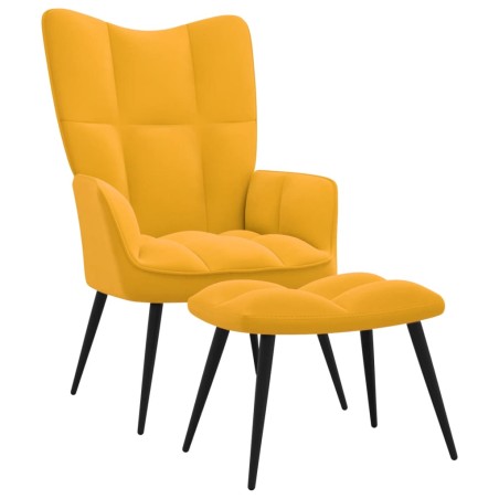 vidaXL Silla de relajación con reposapiés terciopelo amarillo mostaza